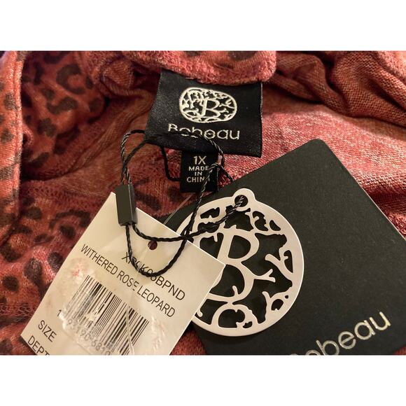 Bobeau Women's Pull On Cozy Jogger Lounge Pants 1X Withered Rose Leopard NWT - Picture 3 of 5